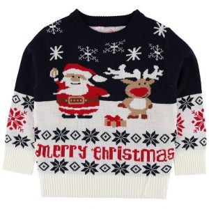 Jule-Sweaters Bluse - Den Ultimative Julesweater - Mørkeblå/Hvid