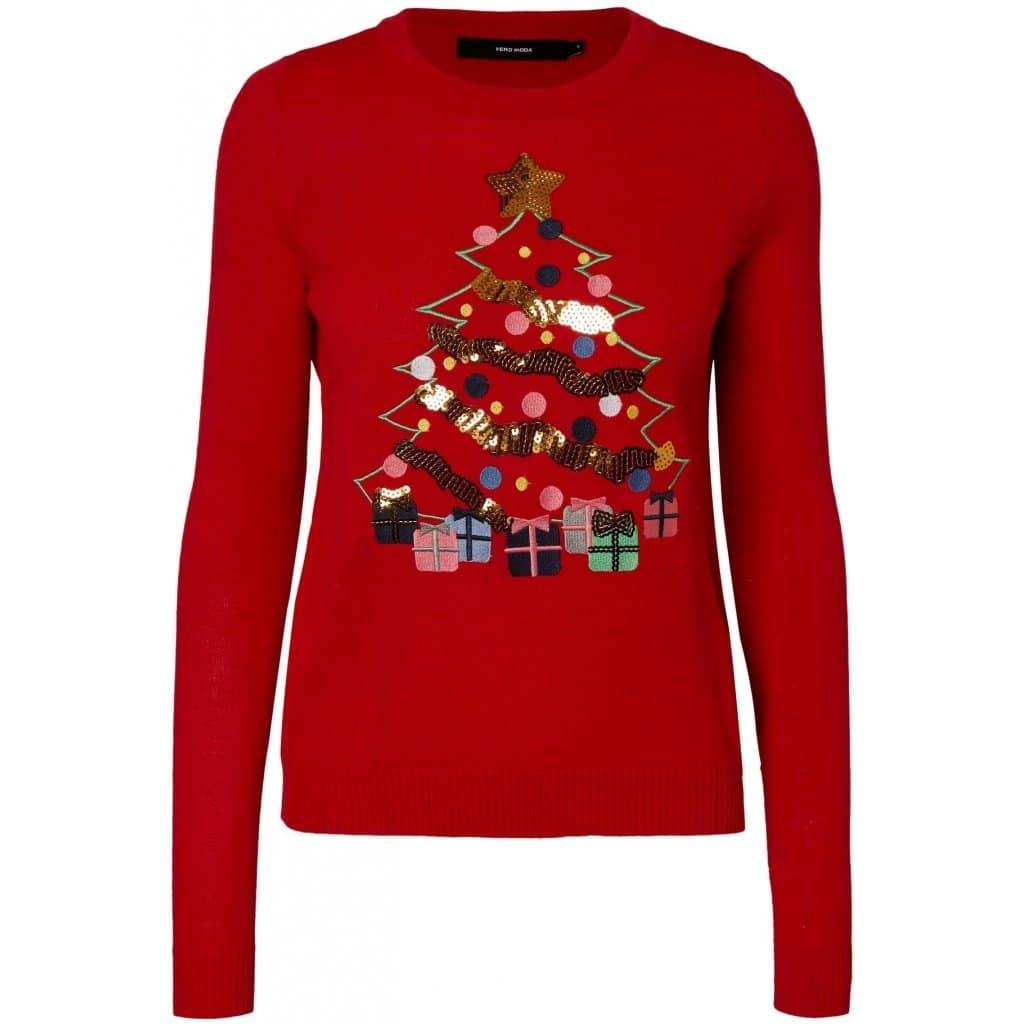 Moda julesweater VMCHRISTMASTREE - Chinese Red - Julesweater til Dame