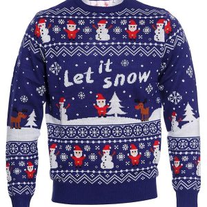 Jule-Sweaters Bluse - Let It Snow - Blå