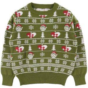 Jule-Sweaters Bluse - Den Stilede Julesweater - Grøn - 1 år (80) - Jule-Sweater Bluse
