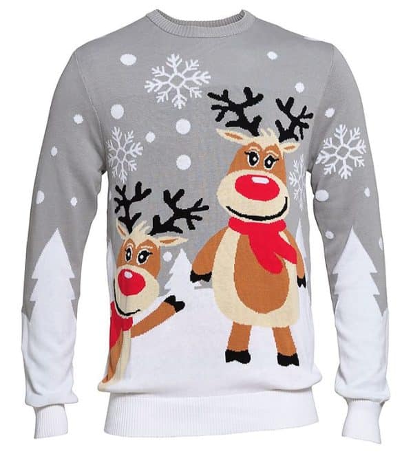 Jule-Sweaters Bluse - Cute - Grå - 7-8 år (122-128) - Jule-Sweater Bluse