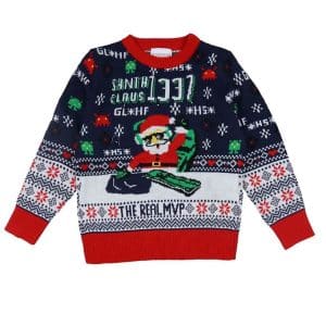 Jule-Sweaters Bluse - The Real MVP - Strik - Blå - 1-2 år (80-92) - Jule-Sweater Bluse