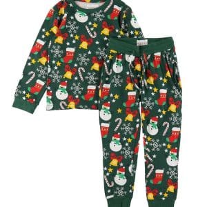 Jule-Sweaters Nattøj - Grøn - 11-12 år (146-152) - Jule-Sweater Nattøj - 2delt