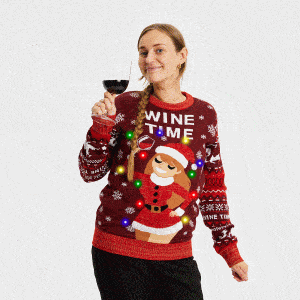 Wine Time Julesweater LED - dame / kvinder