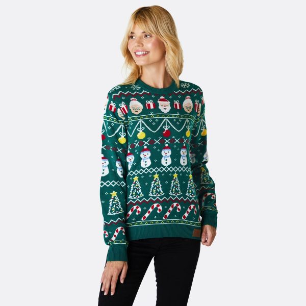 Stribet Grøn Julesweater Dame