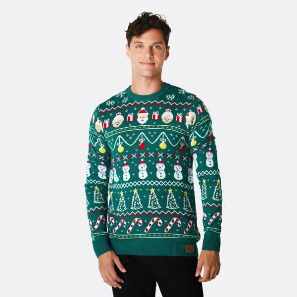 Stribet Grøn Julesweater Herre