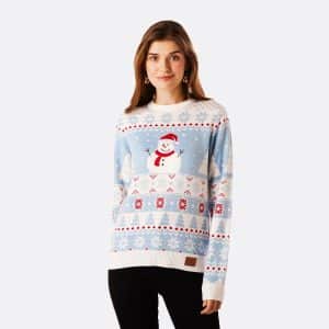 Stribet Snemand Julesweater Dame