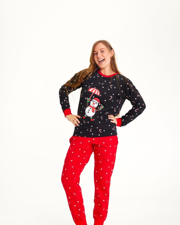 Årets julepyjamas: Flying Snowman Pyjamas - dame / kvinder.