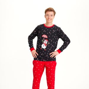 Årets julepyjamas: Flying Snowman Pyjamas - herre / mænd.