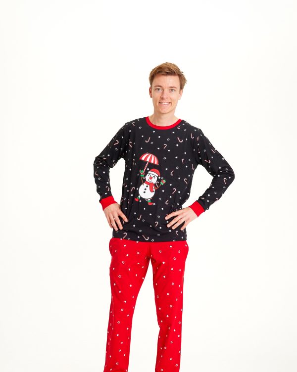 Årets julepyjamas: Flying Snowman Pyjamas - herre / mænd.