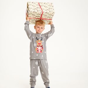 Årets julepyjamas: Rudolfs Cute Pyjamas Grå - Børn.