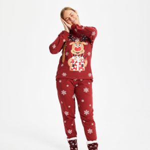 Årets julepyjamas: Rudolfs Cute Pyjamas Rød - dame / kvinder.
