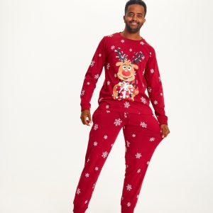Årets julepyjamas: Rudolfs Cute Pyjamas Rød - herre / mænd.