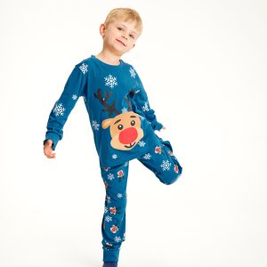 Årets julepyjamas: Rudolfs Pyjamas Blå - Børn.