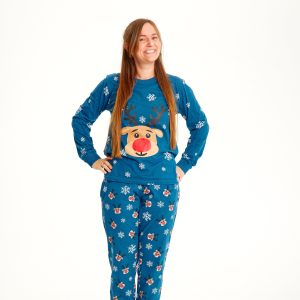 Årets julepyjamas: Rudolfs Pyjamas Blå - dame / kvinder.