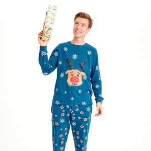 Årets julepyjamas: Rudolfs Pyjamas Blå - herre / mænd.
