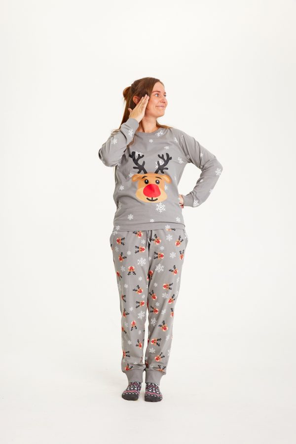 Årets julepyjamas: Rudolfs Pyjamas Grå - dame / kvinder.