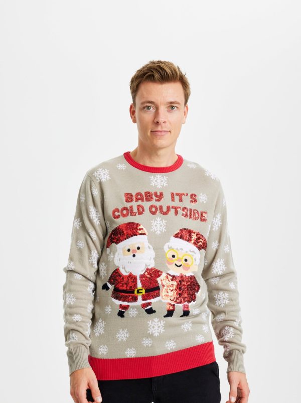 Årets julesweater: Baby It's Cold Outside - herre / mænd. Ugly Christmas Sweater lavet i Danmark