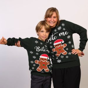 Årets julesweater: Bite Me - Børn. Ugly Christmas Sweater lavet i Danmark