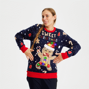 Årets julesweater: Cute Cookie Man - dame / kvinder. Ugly Christmas Sweater lavet i Danmark