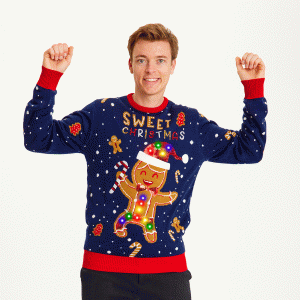 Årets julesweater: Cute Cookie Man - herre / mænd. Ugly Christmas Sweater lavet i Danmark