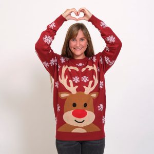 Årets julesweater: Det Søde Rensdyr - dame / kvinder. Ugly Christmas Sweater lavet i Danmark