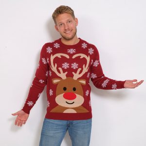 Årets julesweater: Det Søde Rensdyr - herre / mænd. Ugly Christmas Sweater lavet i Danmark