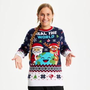 Årets julesweater: Heal The World Velgørenhed - dame / kvinder. Ugly Christmas Sweater lavet i Danmark