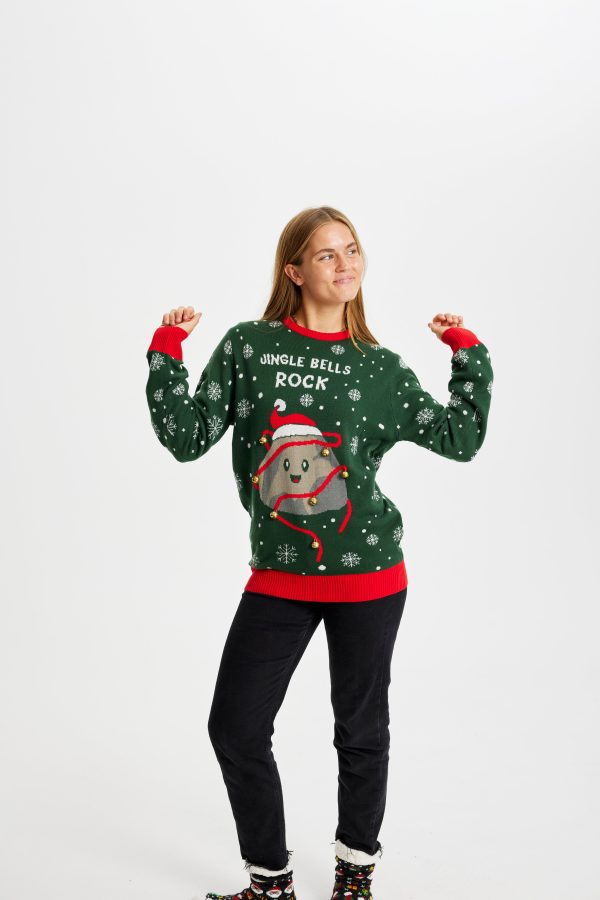Årets julesweater: Jingle Bells Rocks - dame / kvinder. Ugly Christmas Sweater lavet i Danmark