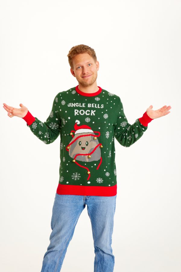 Årets julesweater: Jingle Bells Rocks - herre / mænd. Ugly Christmas Sweater lavet i Danmark