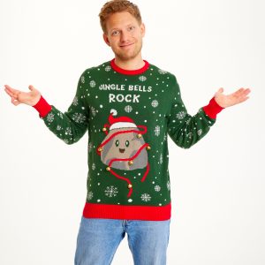 Årets julesweater: Jingle Bells Rocks - herre / mænd. Ugly Christmas Sweater lavet i Danmark
