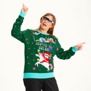Årets julesweater: Joy To The Galaxy - dame / kvinder. Ugly Christmas Sweater lavet i Danmark