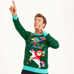 Årets julesweater: Joy To The Galaxy - herre / mænd. Ugly Christmas Sweater lavet i Danmark