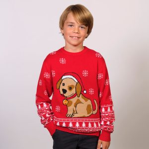 Årets julesweater: Julemandens Lille Hjælper - Børn. Ugly Christmas Sweater lavet i Danmark
