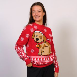Årets julesweater: Julemandens Lille Hjælper - dame / kvinder. Ugly Christmas Sweater lavet i Danmark