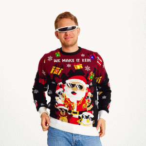 Årets julesweater: Make It Rein - herre / mænd. Ugly Christmas Sweater lavet i Danmark