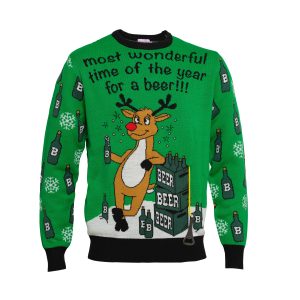 Årets julesweater: Most Wonderful Time Grøn. Ugly Christmas Sweater lavet i Danmark