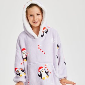 Årets julesweater: Penguin Dreamhoodie - Børn. Ugly Christmas Sweater lavet i Danmark