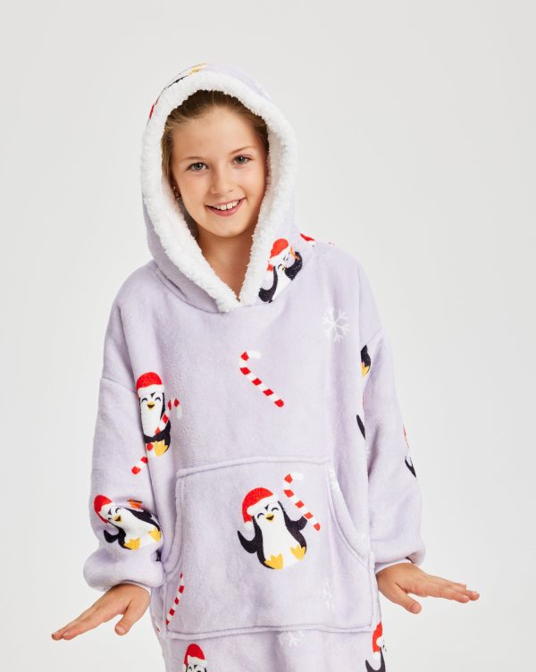 Årets julesweater: Penguin Dreamhoodie - Børn. Ugly Christmas Sweater lavet i Danmark