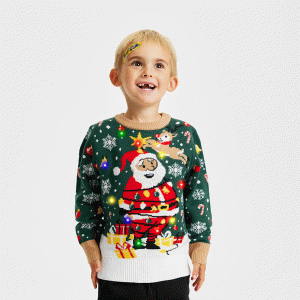 Årets julesweater: Santa Christmas Star - Børn. Ugly Christmas Sweater lavet i Danmark