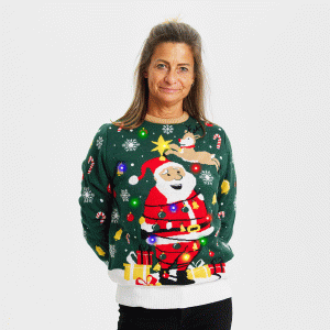 Årets julesweater: Santa Christmas Star - dame / kvinder. Ugly Christmas Sweater lavet i Danmark