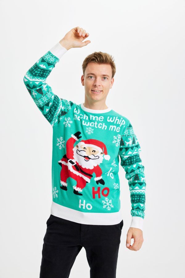 Årets julesweater: Watch Me Whip - herre / mænd. Ugly Christmas Sweater lavet i Danmark