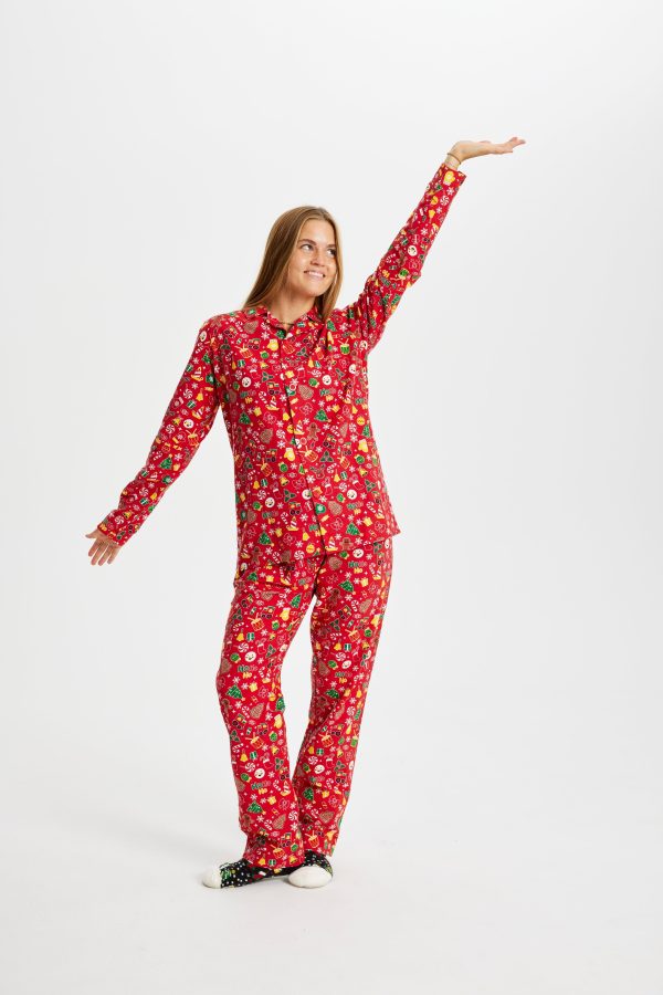 Crazy Julepyjamas Flannel Rød - dame / kvinder.
