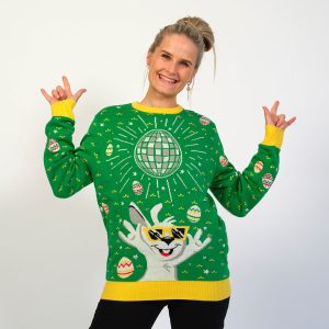 Disco Påskesweater LED Grøn - dame / kvinder