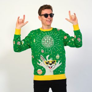 Disco Påskesweater LED Grøn - herre / mænd