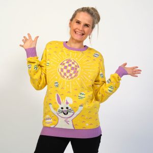 Disco Påskesweater LED Gul - dame / kvinder