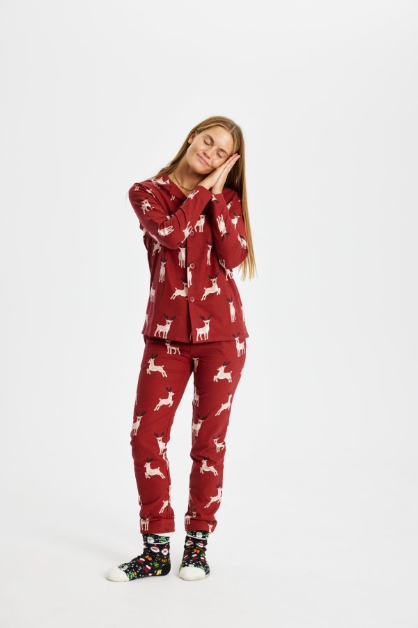 Rensdyr Julepyjamas Flannel - dame / kvinder.