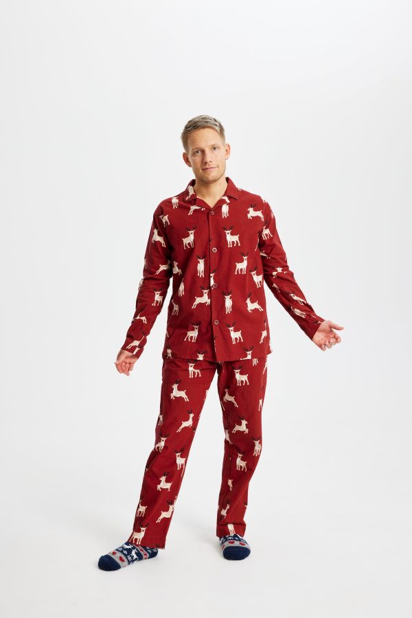 Rensdyr Julepyjamas Flannel - herre / mænd.