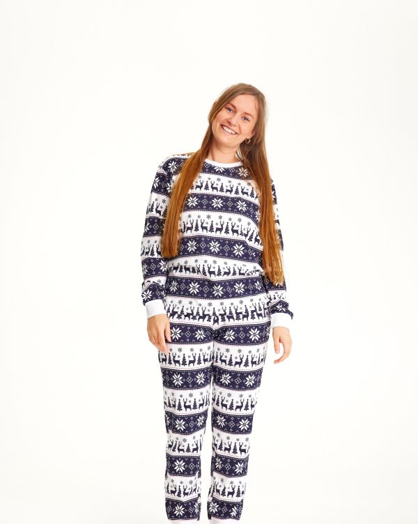 Rensdyr Julepyjamas Navy - dame / kvinder.