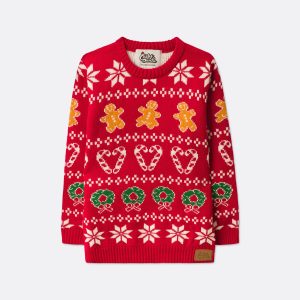 Rød Klassisk Strik Julesweater Børn